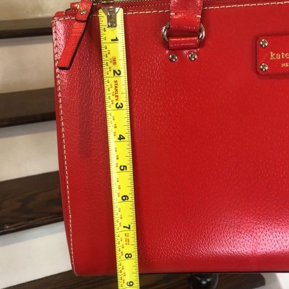 W KATE SPADE Large Red Leather Tote Briefcase Shoulder Bag with Three Sections - Picture 7 of 14
